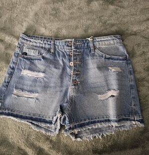 KanCan Light Blue Distressed Jean Shorts Size L